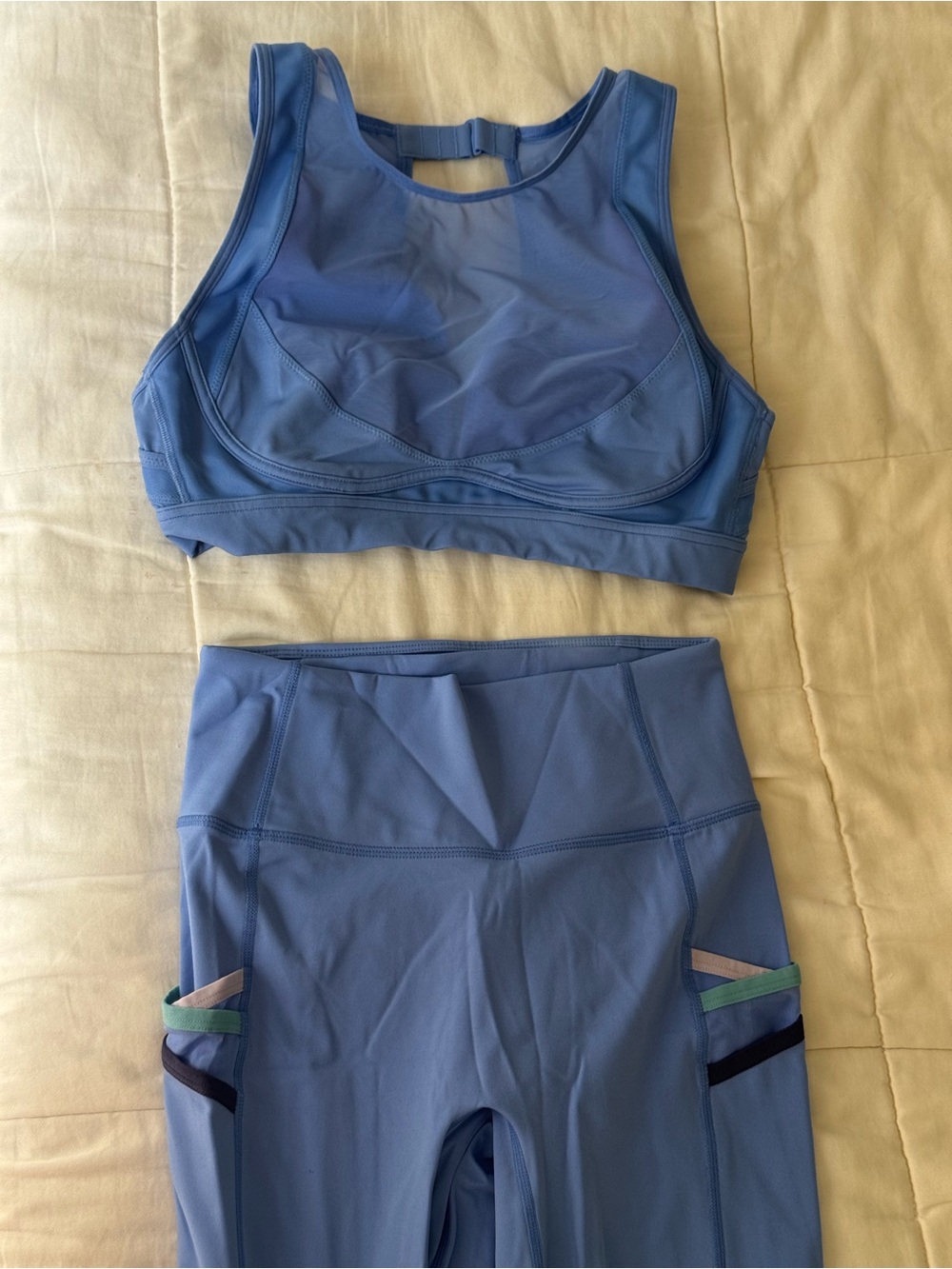 Fabletics Periwinkle High-Neck Sports Bra & Matching Leggings
